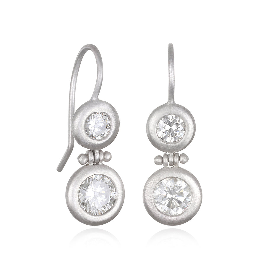 Double Diamond Platinum Hinge Earrings