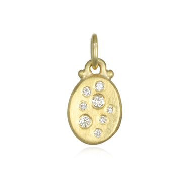 18 Karat Gold Diamond Dog Tag Pendant - Mini