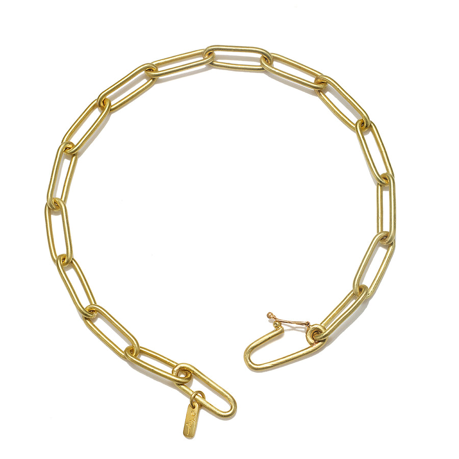 18 Karat Gold Paperclip Chain Bracelet
