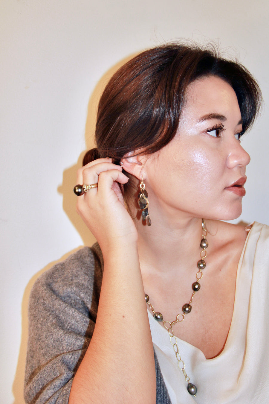 18 Karat Gold Labradorite Briolette Earrings