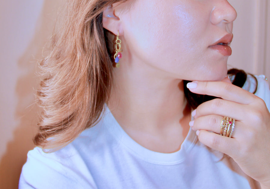 18 Karat Gold  Multi-Loop Umba Sapphire Briolette Earrings