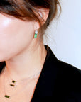 18 Karat White Gold Diamond Tourmaline Baguette Earrings