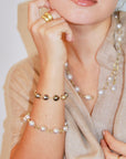 18 Karat Gold Multi-loop White South Sea Baroque Pearl Bracelet