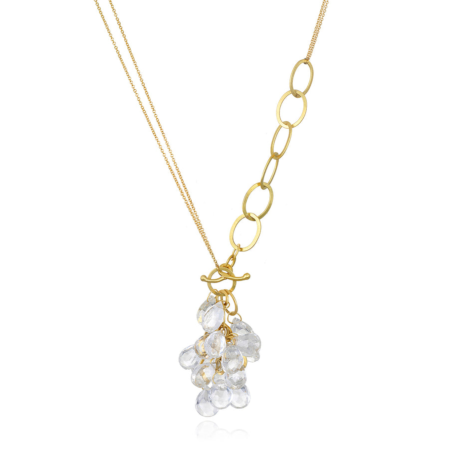 18 Karat Gold Rock Crystal Quartz Link Necklace