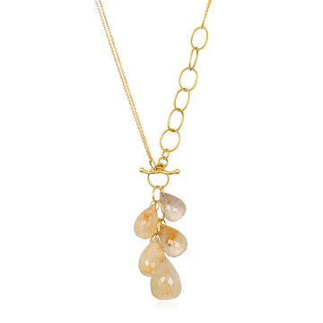 18 Karat Gold Rutilated Quartz Link Necklace