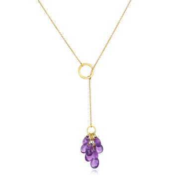 18 Karat Gold Amethyst Y Necklace