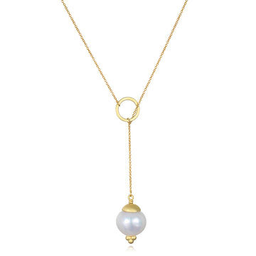 18 Karat Gold Freshwater Baroque Pearl Y Necklace