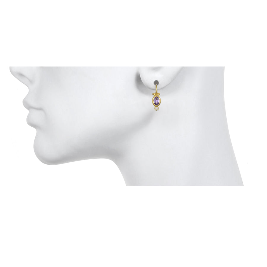 Fancy Purple Green Sapphire and Diamond Earrings