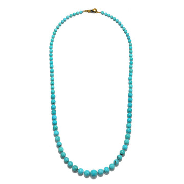 18 Karat Gold Arizona Sleeping Beauty Turquoise Bead  Necklace