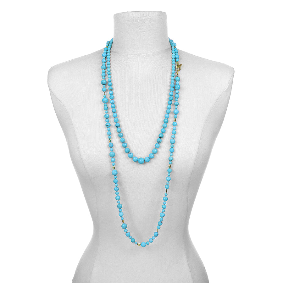 18 Karat Gold Arizona Sleeping Beauty Turquoise Bead  Necklace