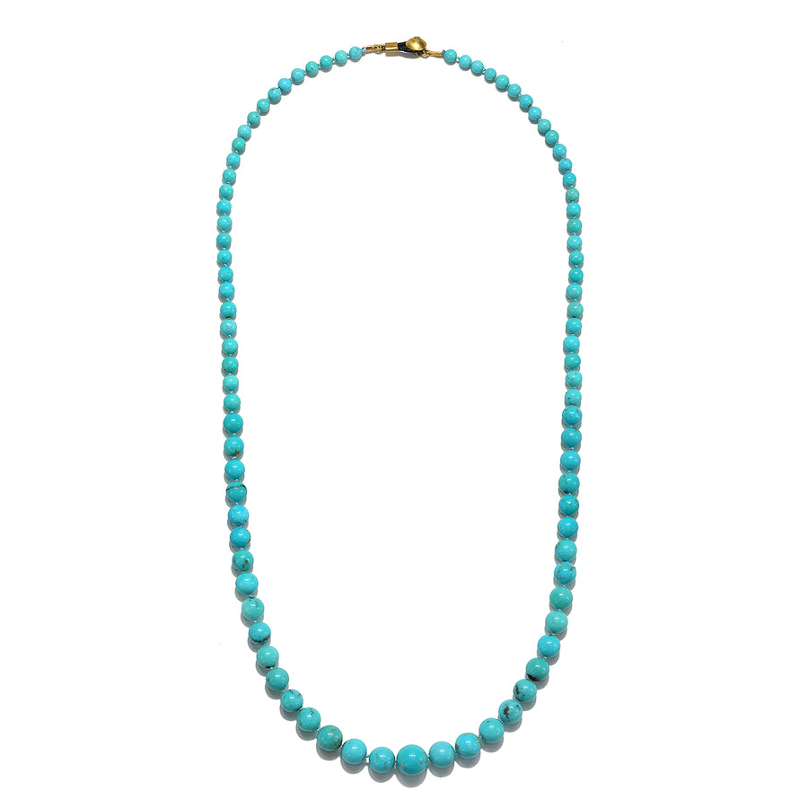 18 Karat Gold Arizona Sleeping Beauty Turquoise Bead  Necklace