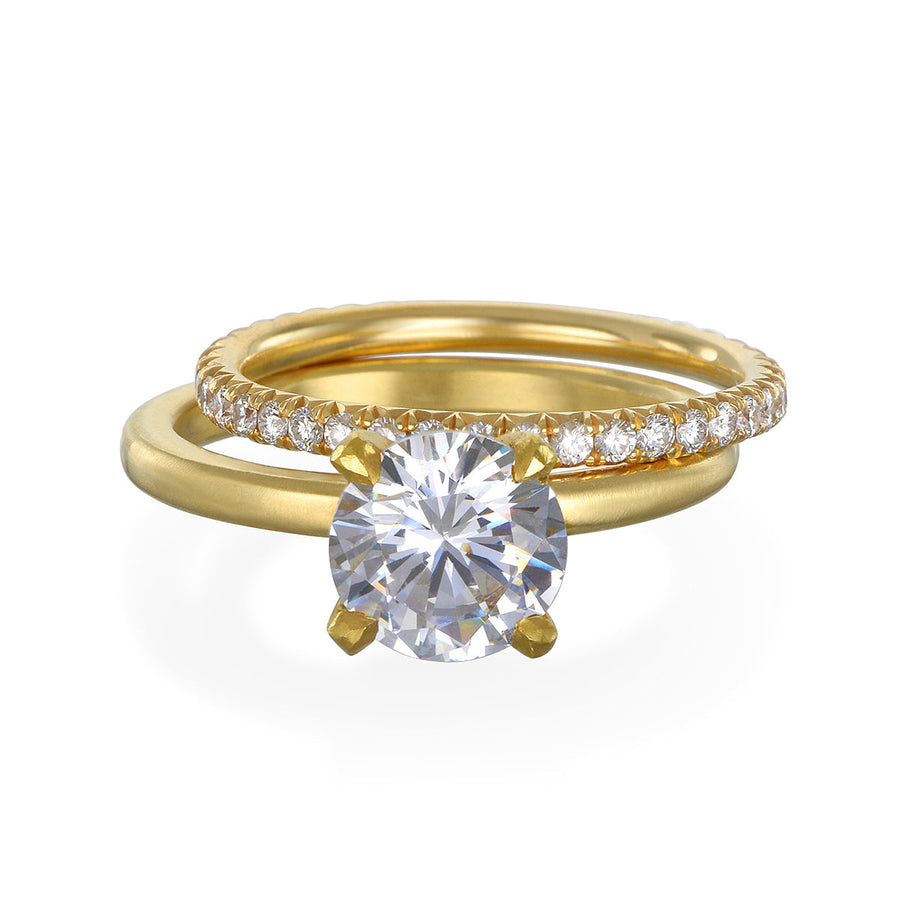 18 Karat Gold Micro Pave Eternity Wedding Band