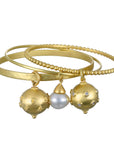 18 Karat Gold Bangle with Diamond Granulation Ball Charm