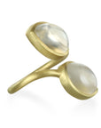 18 Karat Gold Double Pear Shape Moonstone Ring