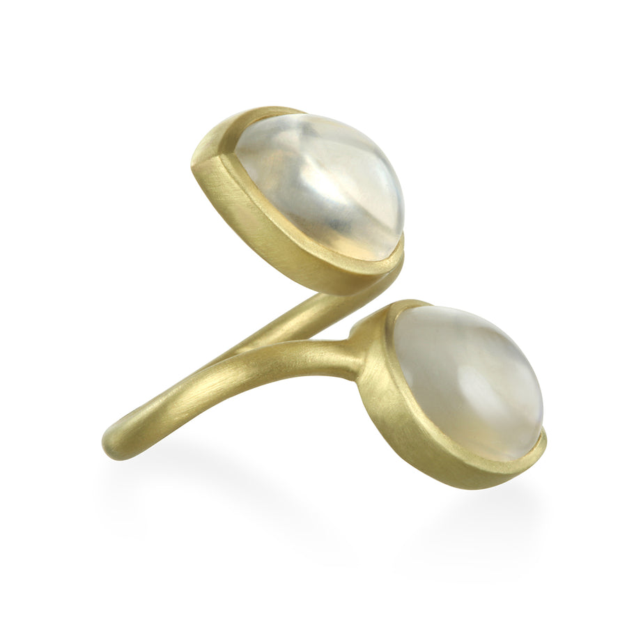 18 Karat Gold Double Pear Shape Moonstone Ring