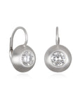 Platinum and Diamond Dome Leverback Earrings