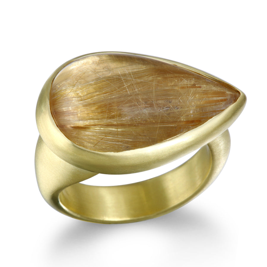 Pear Shaped Rutilated Quartz Ring
