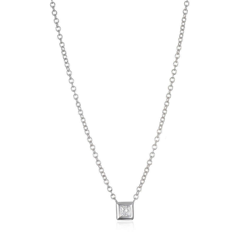 Princess Cut Diamond Solitaire Necklace