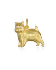 18 Karat Gold Norwich Terrier Charm with Diamond Eyes