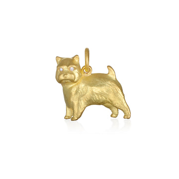 18 Karat Gold Norwich Terrier Charm with Diamond Eyes