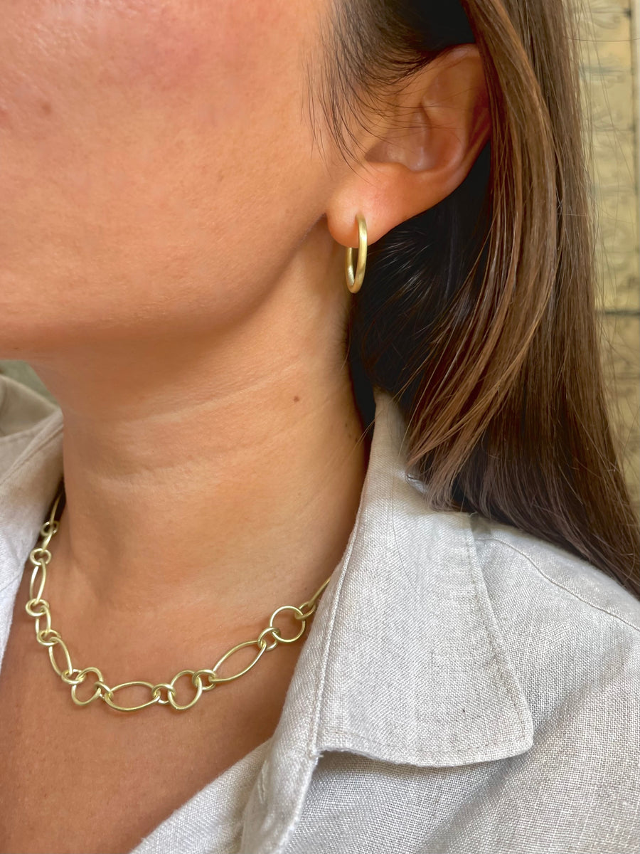 18 Karat Gold Handmade Marquise Link Chain 22"