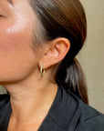 18 Karat Gold Burnished Diamond Hoops - Large