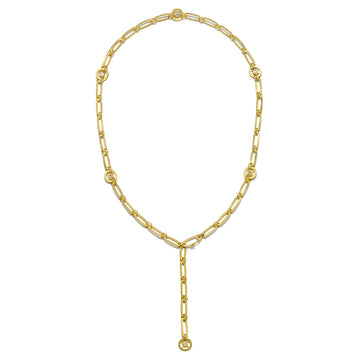 18 Karat Gold and Diamond Handmade Paperclip Link Necklace