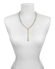 18 Karat Gold Paperclip Lariat Necklace With Diamond Links