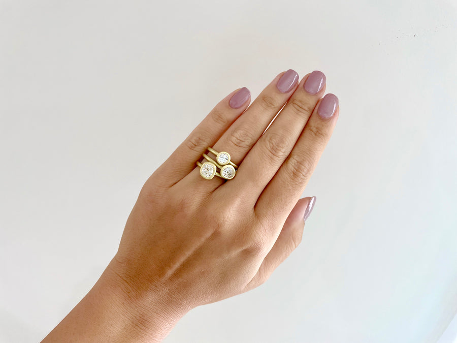 Freeform Old European Cut Diamond Bezel Ring