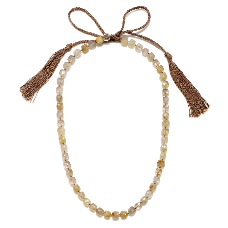 Cube Necklace with Silk Braid