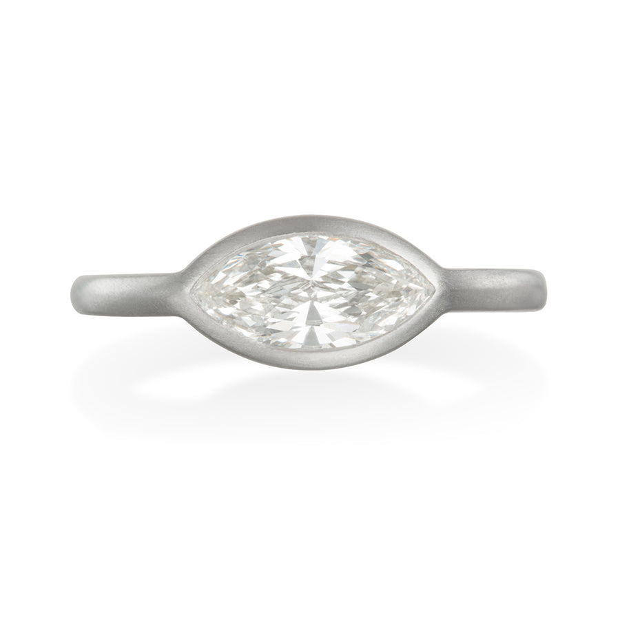 Platinum Marquise Diamond Bezel Ring