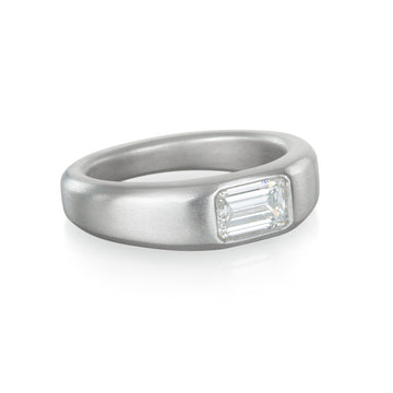 Platinum Emerald Cut Diamond Engagement Ring