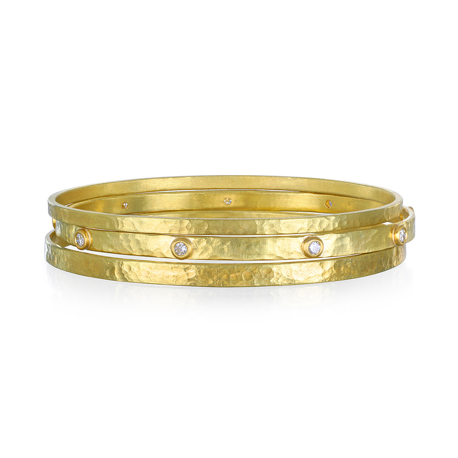 18 Karat Diamond Bezel Oval Bangle Bracelet