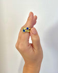18 Karat Gold Blue Ceylon Sapphire Bezel Ring