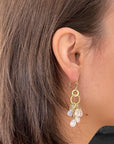 18 Karat Gold Moonstone Briolette Cluster Earrings