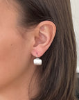 18 Karat White Gold Matte Chiclet Earrings