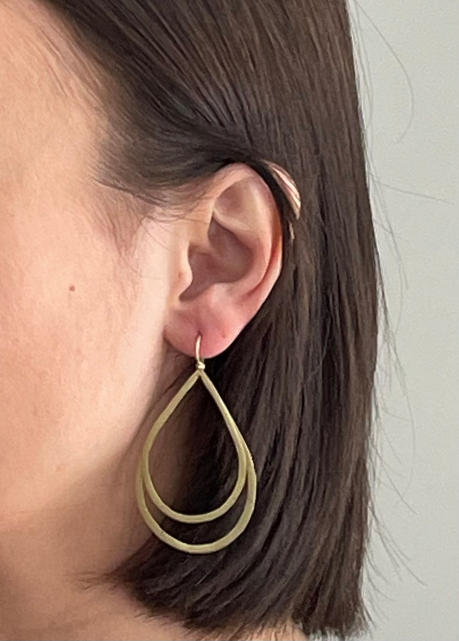 18 Karat Gold Double Teardrop Earrings