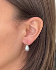 18 Karat Gold Grey Freshwater Pearl Drop Earring
