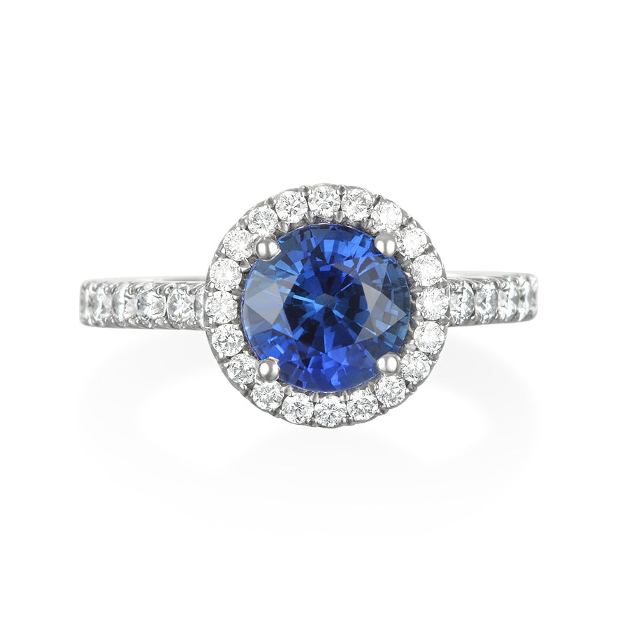 Sapphire Diamond Halo Ring