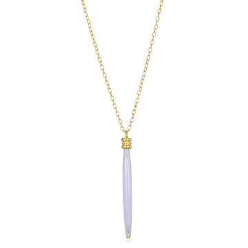 18 Karat Gold Chalcedony Tapered Bar Pendant