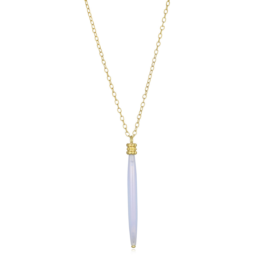 18 Karat Gold Chalcedony Tapered Bar Pendant