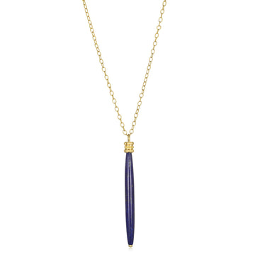 18 Karat Gold Lapis Tapered Bar Pendant