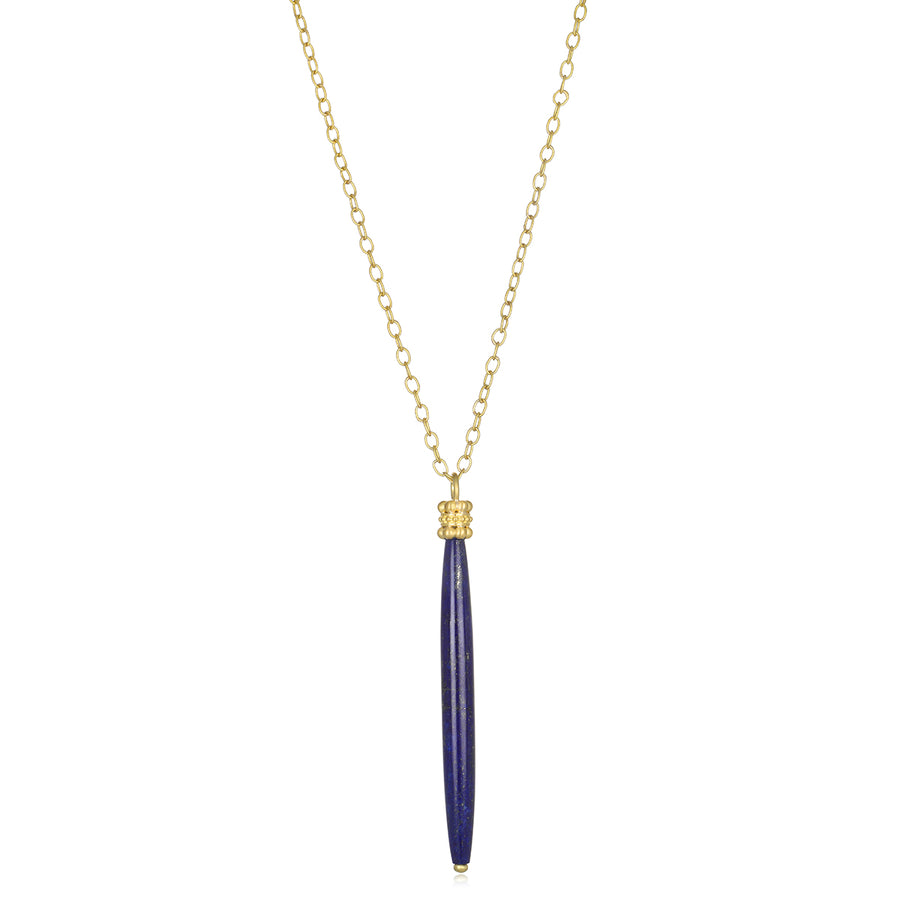 18 Karat Gold Lapis Tapered Bar Pendant