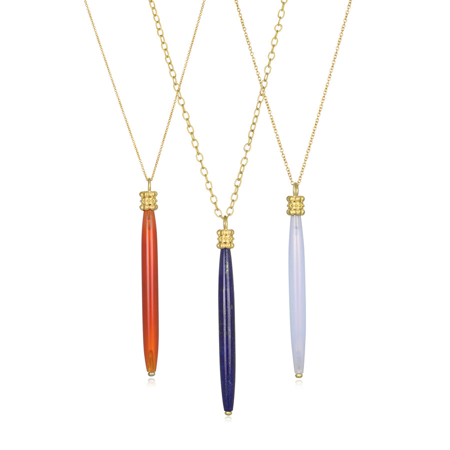 18 Karat Gold Lapis Tapered Bar Pendant