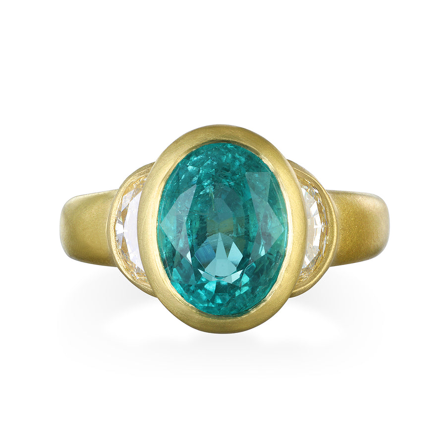 Emerald and Diamond Three Stone Ring