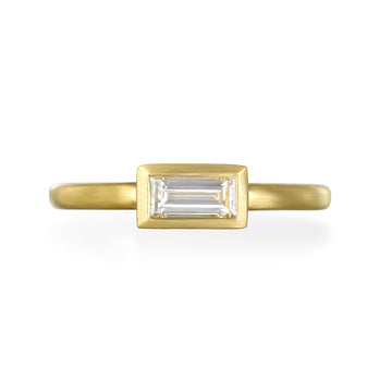 18 Karat Gold Diamond Baguette Bezel Ring-.48 Carats