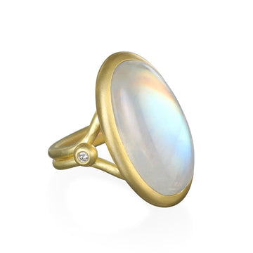 Oval Moonstone and Diamond Ring