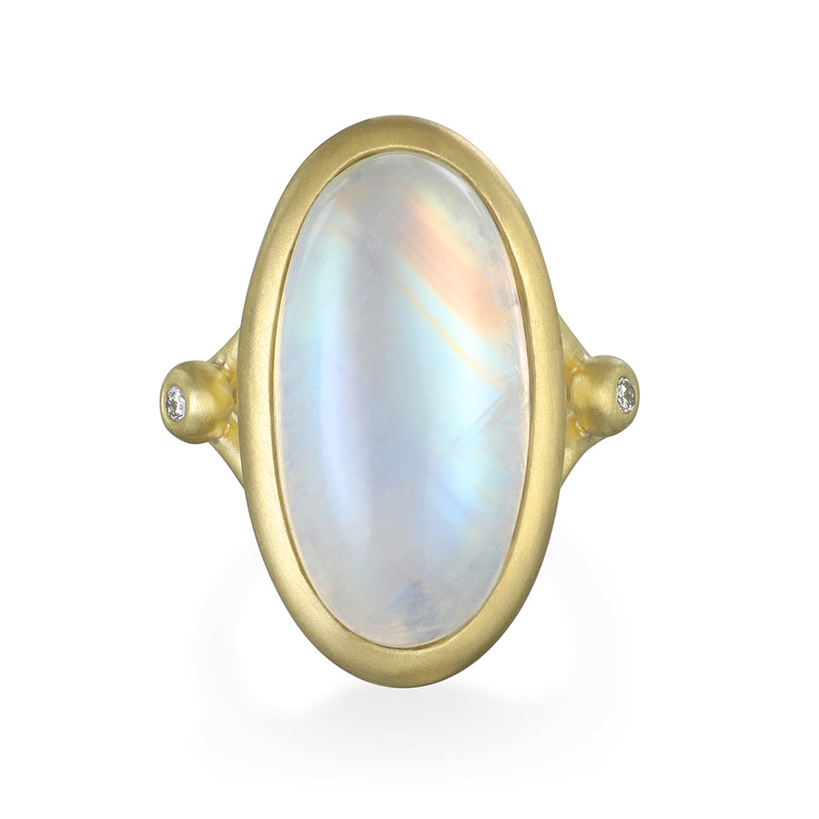 Oval Moonstone and Diamond Ring