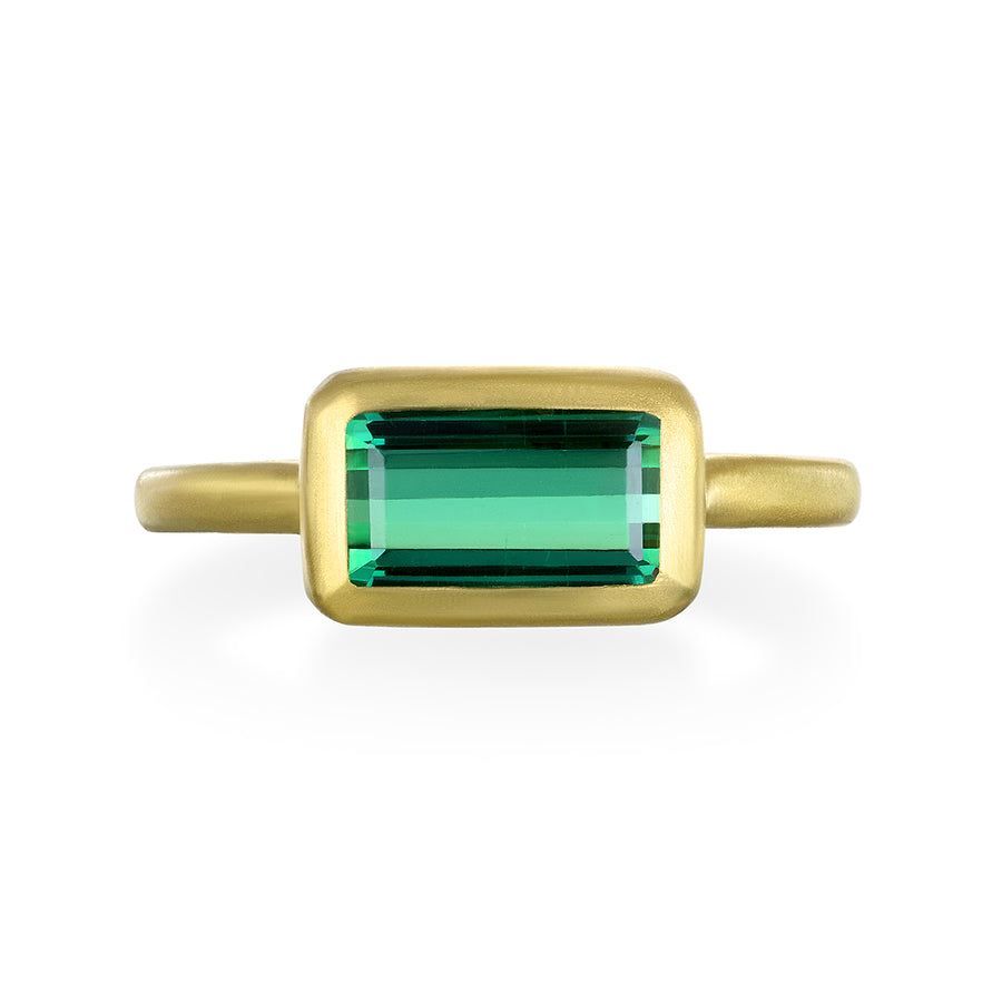 Green Tourmaline Emerald Cut Ring