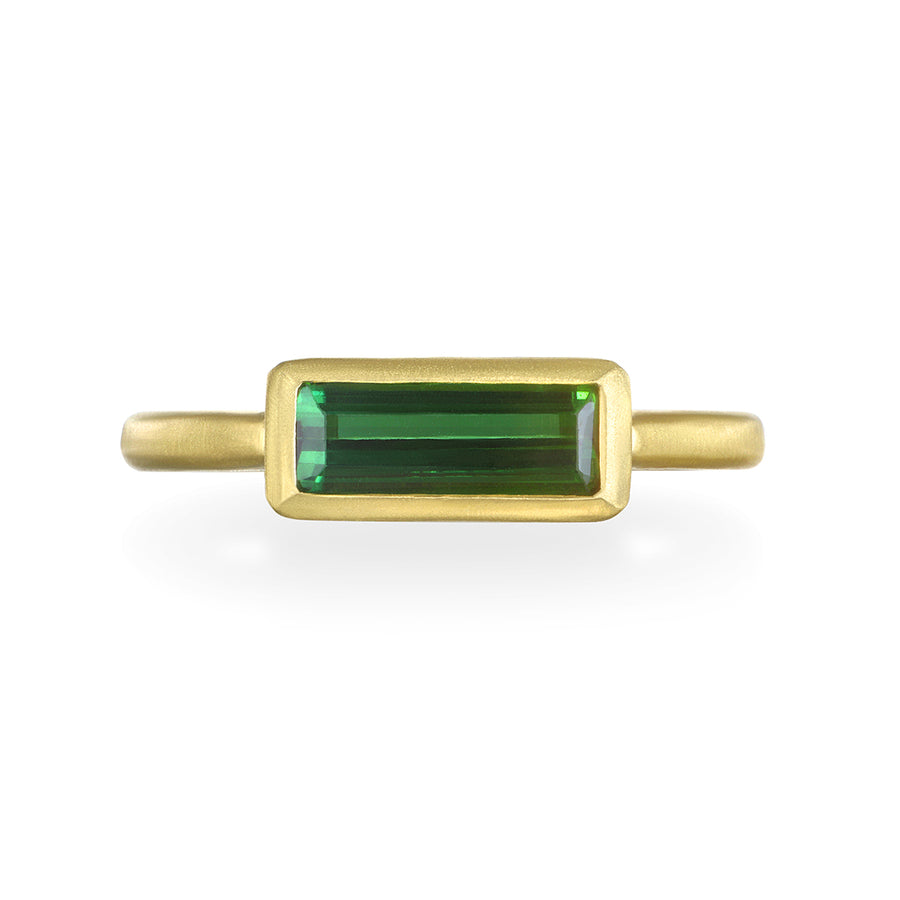 Green Tourmaline Baguette Bezel Ring